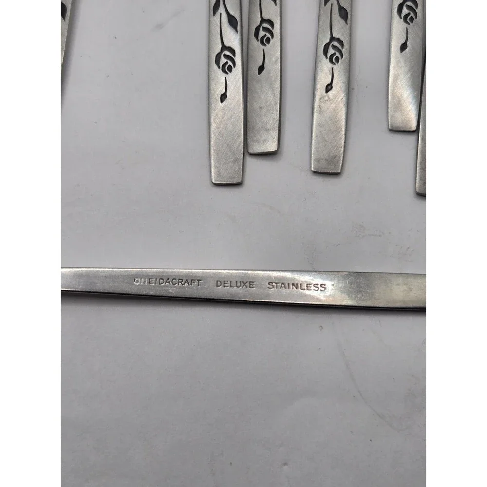 12 Oneida Craft Deluxe Stainless My Rose Iced Tea Spoons